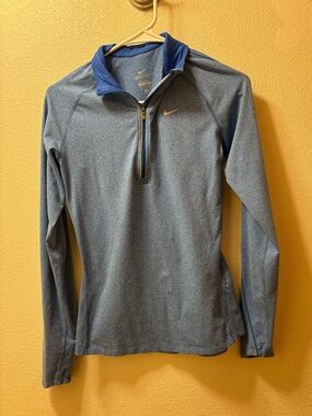 Nike Blue Heather Quarter-Zip Performance Top